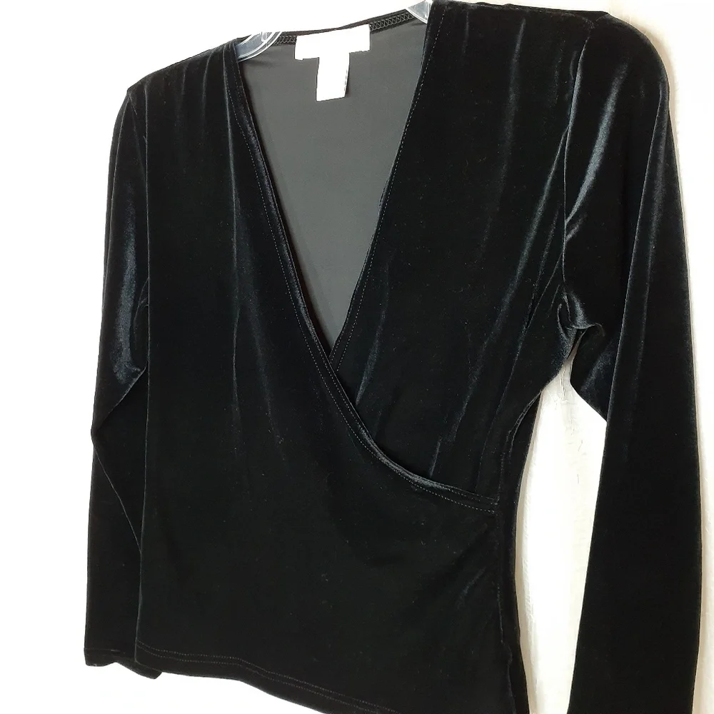 Casual Corner Black Velvet Formal Blouse - Picture 6 of 7